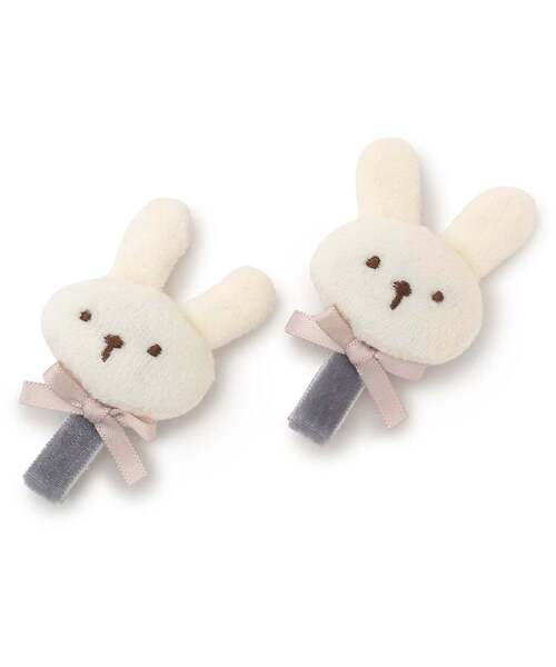 petit main(プティマイン)の「pupu tete ヘアクリップ2P(バレッタ/ヘアクリップ・キッズ・モカ/アイボリー・F)」の1枚目の写真