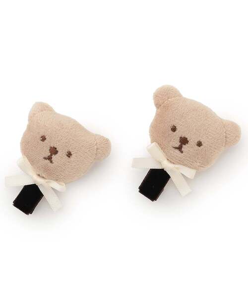 petit main(プティマイン)の「pupu tete ヘアクリップ2P(バレッタ/ヘアクリップ・キッズ・モカ/アイボリー・F)」の2枚目の写真