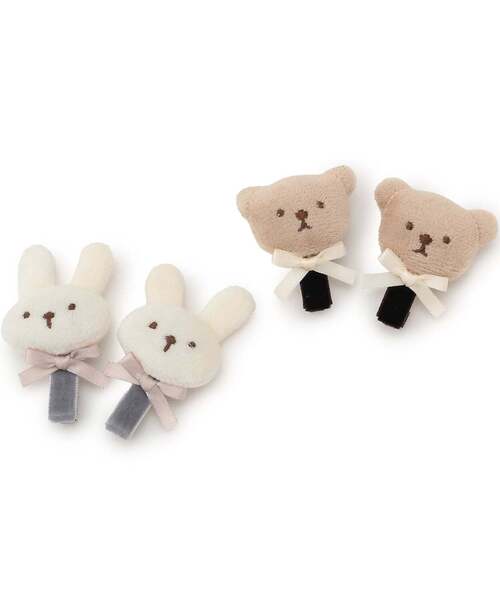 petit main(プティマイン)の「pupu tete ヘアクリップ2P(バレッタ/ヘアクリップ・キッズ・モカ/アイボリー・F)」の5枚目の写真