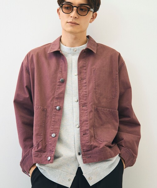 GLOSTER（グロスター）の「【ユニセックス対応】ヴィンテージツイル ショートカバーオール（ブルゾン・メンズ・ブラウン/ブラック/ライトパープル・S/M/L）」の3枚目の写真