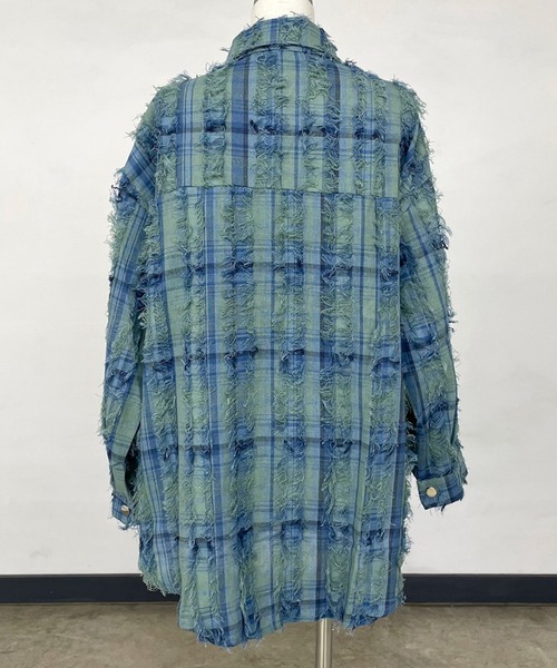 CRB(シーアールビー)の「フリンジチェックシャツ(シャツ/ブラウス・レディース・ベージュ/ブルー/オフホワイト・F)」の18枚目の写真