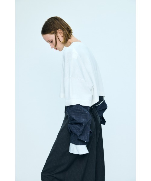 nagonstans(ナゴンスタンス)の「shirt combi ショートP.O(ニット/セーター・レディース・ホワイト/チャコールグレー・MEDIUM)」の4枚目の写真
