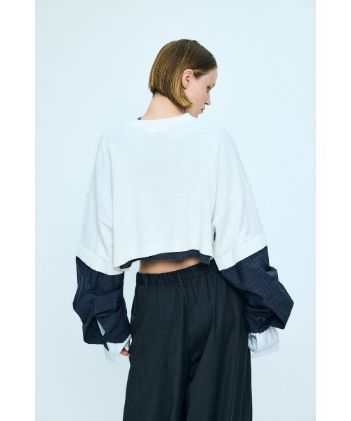 nagonstans(ナゴンスタンス)の「shirt combi ショートP.O(ニット/セーター・レディース・ホワイト/チャコールグレー・MEDIUM)」の6枚目の写真