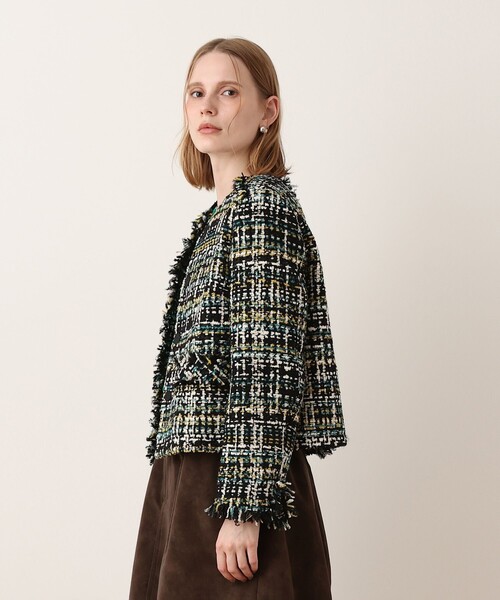 allureville(アルアバイル)の「クラレンソンツィードノーカラージャケット(ノーカラージャケット・レディース・ブラック系その他・2)」の4枚目の写真