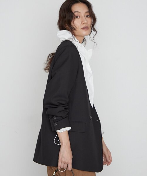 LOUNGEDRESS(ラウンジドレス)の「《シーンを問わず使える》ノーカラージャケット 秋服(ノーカラージャケット・レディース・ブラック系その他/ブラック/ベージュ・FREE)」の8枚目の写真