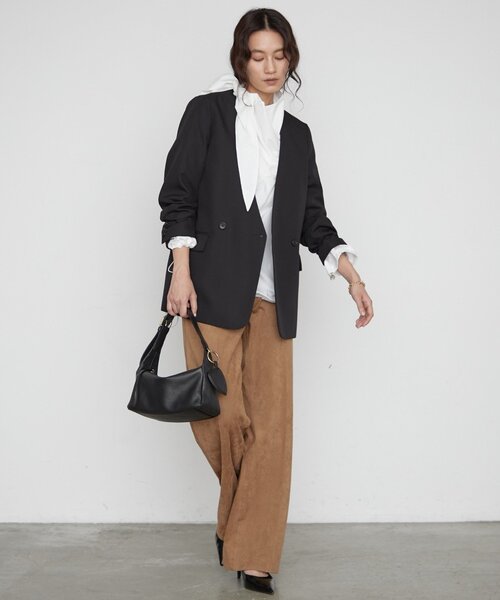 LOUNGEDRESS(ラウンジドレス)の「《シーンを問わず使える》ノーカラージャケット 秋服(ノーカラージャケット・レディース・ブラック系その他/ブラック/ベージュ・FREE)」の9枚目の写真