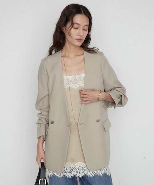 LOUNGEDRESS(ラウンジドレス)の「《シーンを問わず使える》ノーカラージャケット 秋服(ノーカラージャケット・レディース・ブラック系その他/ブラック/ベージュ・FREE)」の14枚目の写真