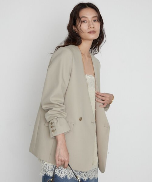 LOUNGEDRESS(ラウンジドレス)の「《シーンを問わず使える》ノーカラージャケット 秋服(ノーカラージャケット・レディース・ブラック系その他/ブラック/ベージュ・FREE)」の15枚目の写真