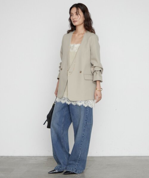 LOUNGEDRESS(ラウンジドレス)の「《シーンを問わず使える》ノーカラージャケット 秋服(ノーカラージャケット・レディース・ブラック系その他/ブラック/ベージュ・FREE)」の19枚目の写真