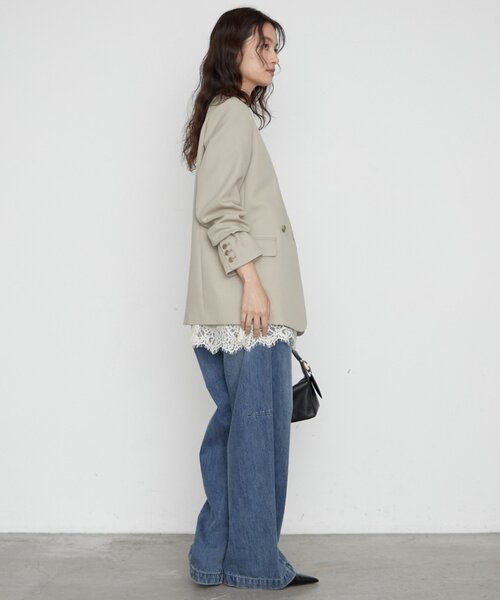 LOUNGEDRESS(ラウンジドレス)の「《シーンを問わず使える》ノーカラージャケット 秋服(ノーカラージャケット・レディース・ブラック系その他/ブラック/ベージュ・FREE)」の21枚目の写真