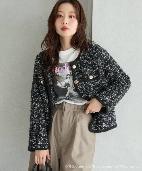 ✨FERREレディースジャケットsize40✨Italyお値下げしました❗️ TORRAZZO DONNAツイードニットジャケット（その他アウター）｜le.coeur