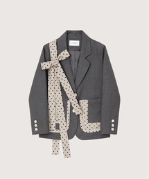 Check & Dot Bow Ribbon Jacket/チェック&ドットリボンボウジャケット