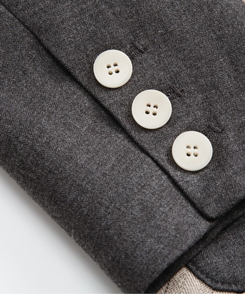LA POMME petit（ラポミ・プチ）の「Check & Dot Bow Ribbon Jacket/チェック＆ドットリボンボウジャケット（テーラードジャケット・レディース・グレー/ブラック・FREE）」の7枚目の写真