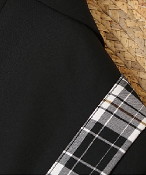 LA POMME petit（ラポミ・プチ）の「Check & Dot Bow Ribbon Jacket/チェック＆ドットリボンボウジャケット（テーラードジャケット・レディース・グレー/ブラック・FREE）」の15枚目の写真