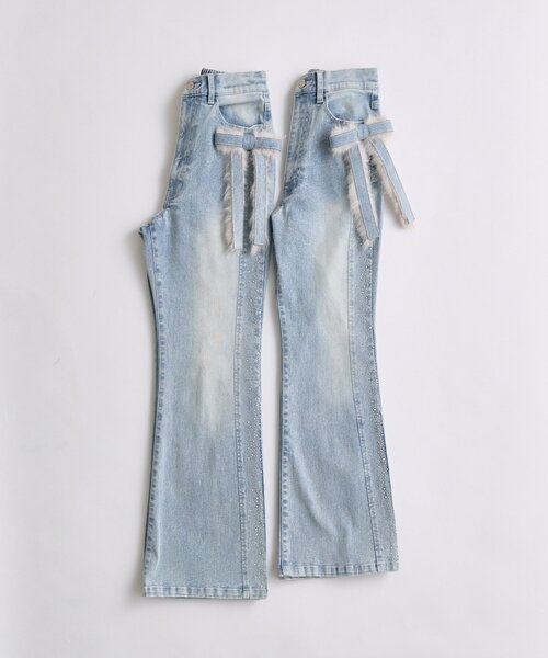 OLIVE des OLIVE(オリーブデオリーブ)の「リボンブローチストレッチデニム(デニムパンツ・レディース・サックスブルー/ネイビー・MEDIUM/SMALL)」の16枚目の写真