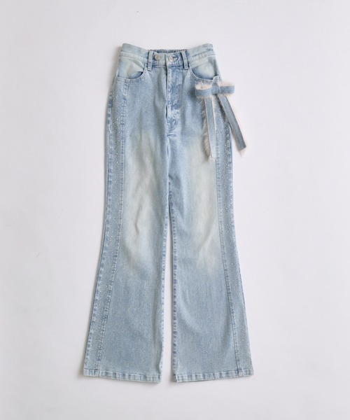 OLIVE des OLIVE(オリーブデオリーブ)の「リボンブローチストレッチデニム(デニムパンツ・レディース・サックスブルー/ネイビー・MEDIUM/SMALL)」の6枚目の写真