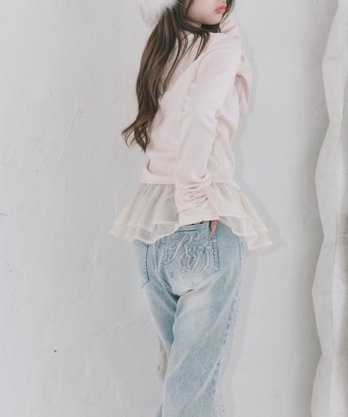 OLIVE des OLIVE(オリーブデオリーブ)の「リボンブローチストレッチデニム(デニムパンツ・レディース・サックスブルー/ネイビー・MEDIUM/SMALL)」の8枚目の写真