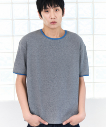 ワッフルテクスチャーリンガーTシャツ(グレー)