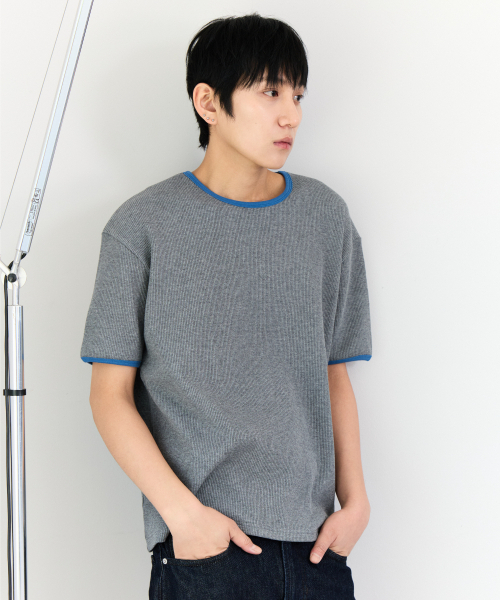 PIARI(ピアリ)の「ワッフルテクスチャーリンガーTシャツ(グレー)(Tシャツ/カットソー・メンズ・その他・SMALL/MEDIUM/LARGE/X-LARGE)」の2枚目の写真