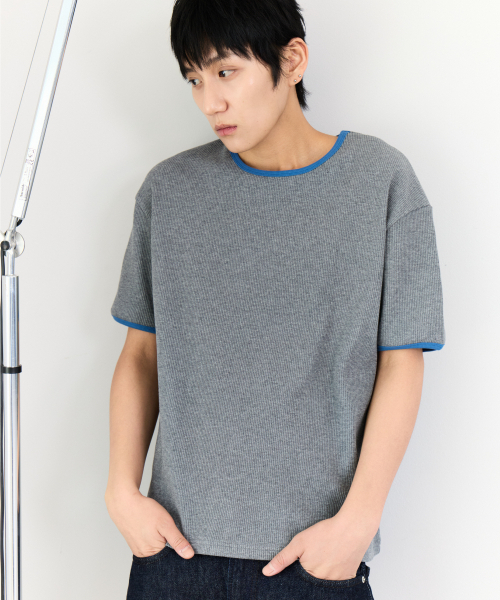 PIARI(ピアリ)の「ワッフルテクスチャーリンガーTシャツ(グレー)(Tシャツ/カットソー・メンズ・その他・SMALL/MEDIUM/LARGE/X-LARGE)」の3枚目の写真