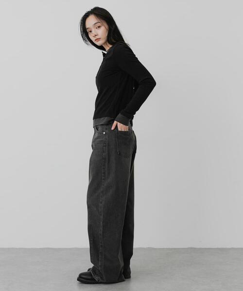 SENSE OF PLACE by URBAN RESEARCH(センスオブプレイスバイアーバンリサーチ)の「ヘンリーネックレイヤードトップ(Tシャツ/カットソー・レディース・ブラック/グレー/ブラウン・ONE)」の7枚目の写真