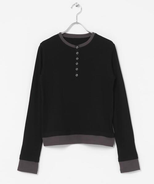 SENSE OF PLACE by URBAN RESEARCH(センスオブプレイスバイアーバンリサーチ)の「ヘンリーネックレイヤードトップ(Tシャツ/カットソー・レディース・ブラック/グレー/ブラウン・ONE)」の8枚目の写真