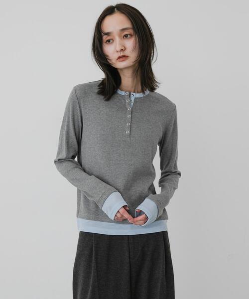 SENSE OF PLACE by URBAN RESEARCH(センスオブプレイスバイアーバンリサーチ)の「ヘンリーネックレイヤードトップ(Tシャツ/カットソー・レディース・ブラック/グレー/ブラウン・ONE)」の15枚目の写真