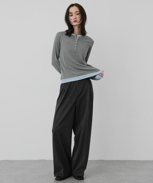 SENSE OF PLACE by URBAN RESEARCH(センスオブプレイスバイアーバンリサーチ)の「ヘンリーネックレイヤードトップ(Tシャツ/カットソー・レディース・ブラック/グレー/ブラウン・ONE)」の17枚目の写真