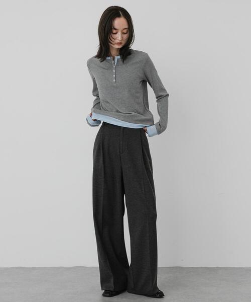 SENSE OF PLACE by URBAN RESEARCH(センスオブプレイスバイアーバンリサーチ)の「ヘンリーネックレイヤードトップ(Tシャツ/カットソー・レディース・ブラック/グレー/ブラウン・ONE)」の18枚目の写真