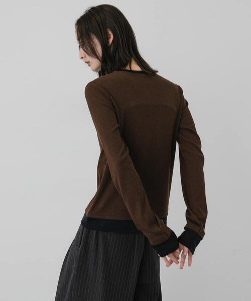 SENSE OF PLACE by URBAN RESEARCH(センスオブプレイスバイアーバンリサーチ)の「ヘンリーネックレイヤードトップ(Tシャツ/カットソー・レディース・ブラック/グレー/ブラウン・ONE)」の22枚目の写真