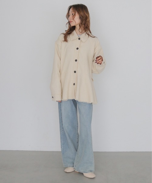 CLEIO（クレイオ）の「【CLEIO】2WAYバックティアード・ツイードフレアジャケット 2WAY BACK TIERED TWEED FLARE JACKET（ステンカラーコート・レディース・アイボリー/ブラック・FREE）」の20枚目の写真