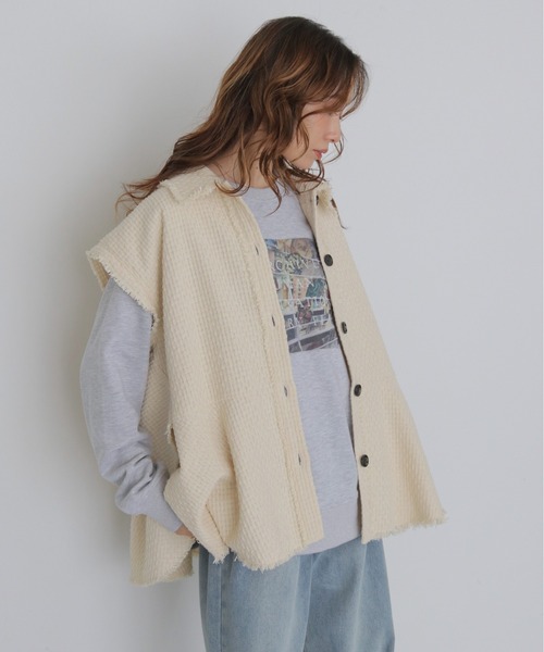 CLEIO（クレイオ）の「【CLEIO】2WAYバックティアード・ツイードフレアジャケット 2WAY BACK TIERED TWEED FLARE JACKET（ステンカラーコート・レディース・アイボリー/ブラック・FREE）」の19枚目の写真