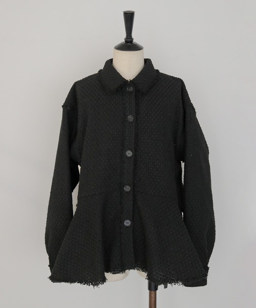 CLEIO（クレイオ）の「【CLEIO】2WAYバックティアード・ツイードフレアジャケット 2WAY BACK TIERED TWEED FLARE JACKET（ステンカラーコート・レディース・アイボリー/ブラック・FREE）」の6枚目の写真