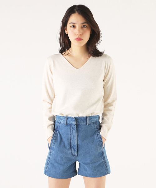 MOUSSY（マウジー）の「COLOR V/N KNIT（ニット/セーター・レディース・ライトブルー/イエロー/トップグレー/オフホワイト・FREE）」の2枚目の写真