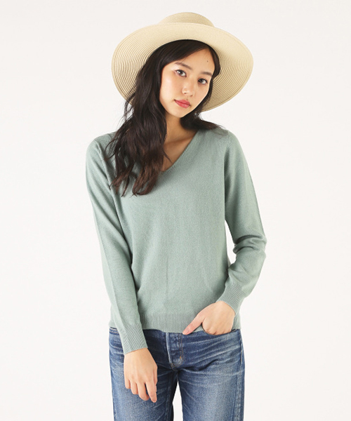 MOUSSY（マウジー）の「COLOR V/N KNIT（ニット/セーター・レディース・ライトブルー/イエロー/トップグレー/オフホワイト・FREE）」の3枚目の写真