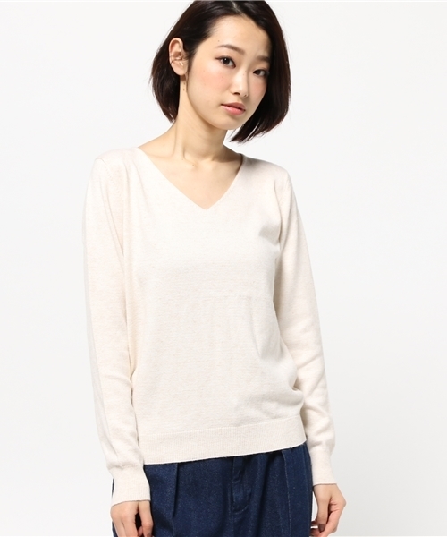 MOUSSY（マウジー）の「COLOR V/N KNIT（ニット/セーター・レディース・ライトブルー/イエロー/トップグレー/オフホワイト・FREE）」の6枚目の写真