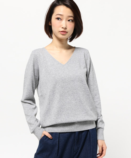 MOUSSY（マウジー）の「COLOR V/N KNIT（ニット/セーター・レディース・ライトブルー/イエロー/トップグレー/オフホワイト・FREE）」の7枚目の写真