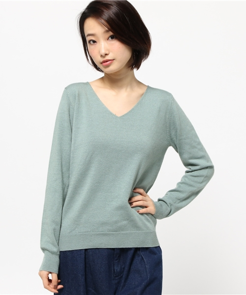 MOUSSY（マウジー）の「COLOR V/N KNIT（ニット/セーター・レディース・ライトブルー/イエロー/トップグレー/オフホワイト・FREE）」の8枚目の写真