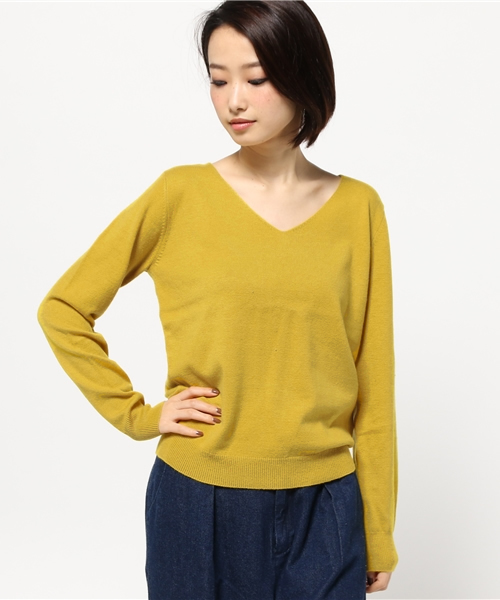 MOUSSY（マウジー）の「COLOR V/N KNIT（ニット/セーター・レディース・ライトブルー/イエロー/トップグレー/オフホワイト・FREE）」の9枚目の写真