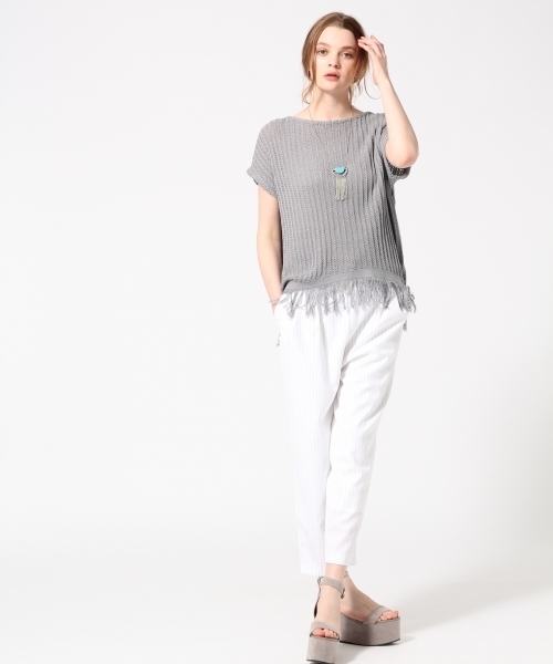 HARE（ハレ）の「フリンジサマーニットプルオーバー(HARE)（ニット/セーター・レディース・グレー/ホワイト・ONE SIZE/FREE）」の3枚目の写真
