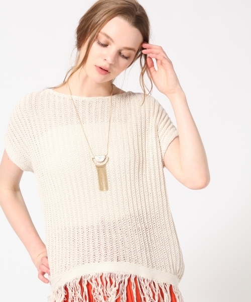 HARE（ハレ）の「フリンジサマーニットプルオーバー(HARE)（ニット/セーター・レディース・グレー/ホワイト・ONE SIZE/FREE）」の5枚目の写真