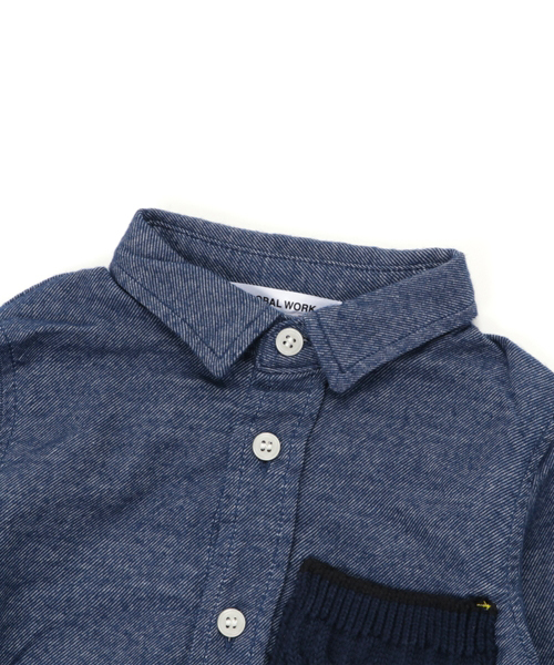 GLOBAL WORK（グローバルワーク）の「【キッズ】フランネルムジシャツ長袖/727280（シャツ/ブラウス・キッズ・ブルー/ホワイト・MEDIUM/SMALL/LARGE/X-LARGE）」の4枚目の写真