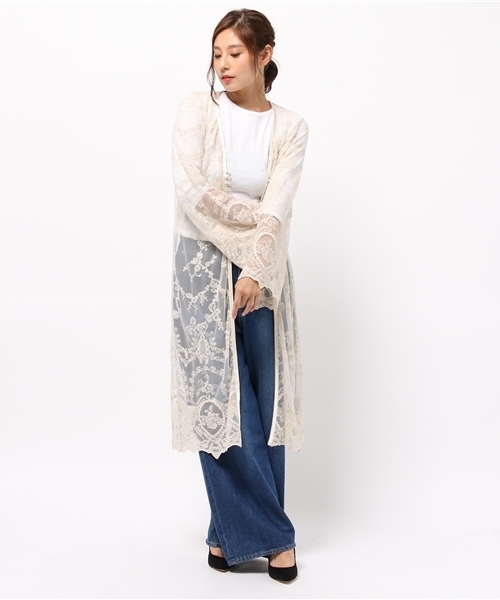 MOUSSY(マウジー)の「BUTTON UP LACE CD Ⅱ(カーディガン/ボレロ・レディース・ダークブルー/イエロー系その他/ライトベージュ/ブラック・FREE)」の7枚目の写真