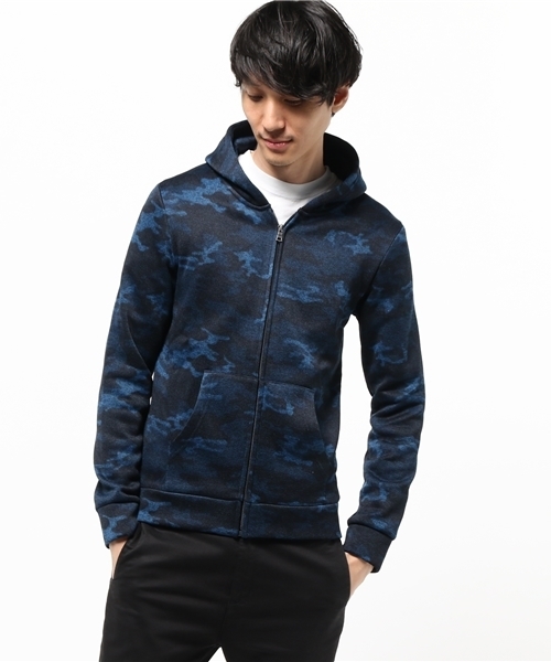 VENCEEXCHANGE(ヴァンスエクスチェンジ)の「ニットフリース迷彩ジップパーカー (パーカー・メンズ・ネイビー/ブラック・MEDIUM/LARGE)」の1枚目の写真