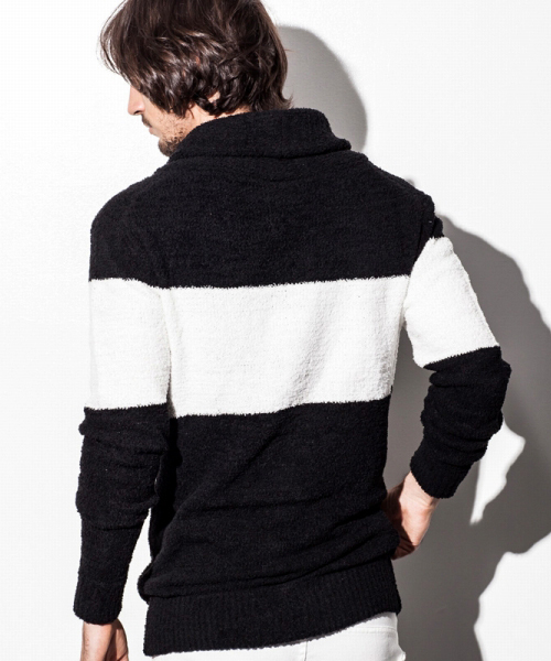 1PIU1UGUALE3  RELAX （ウノピゥウノウグァーレトレ リラックス）の「モールヤーンニットカーディガン（カーディガン/ボレロ・メンズ・ネイビー/ブラック・LARGE/MEDIUM/SMALL）」の4枚目の写真