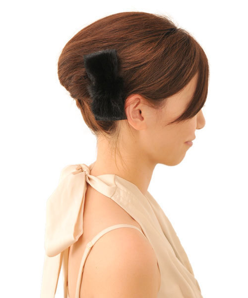 セール】ミンクファーリボンバレッタ（ヘアピン）｜sankyo
