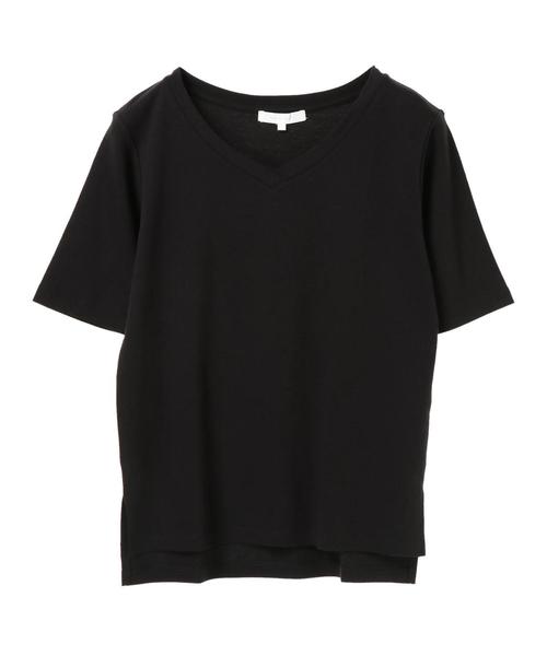 AMERICAN HOLIC(アメリカンホリック)の「60新疆綿スムース五分袖VネックTシャツ★(Tシャツ/カットソー・レディース・ピンクベージュ/ブラック/ダークブルー/オフホワイト/杢グレー・L/M)」の14枚目の写真