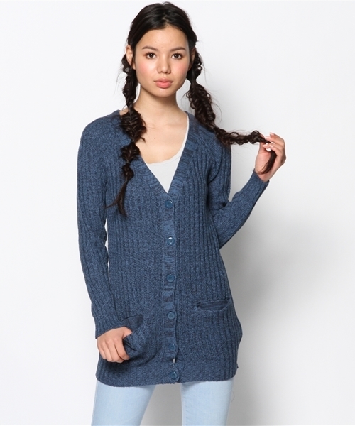 Kastane（カスタネ）の「畦ニットロングCD（カーディガン/ボレロ・レディース・ネイビー/イエロー/ベビーピンク/アイボリー・FREE）」の3枚目の写真