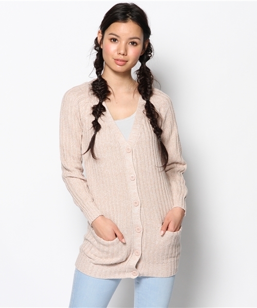 Kastane（カスタネ）の「畦ニットロングCD（カーディガン/ボレロ・レディース・ネイビー/イエロー/ベビーピンク/アイボリー・FREE）」の4枚目の写真