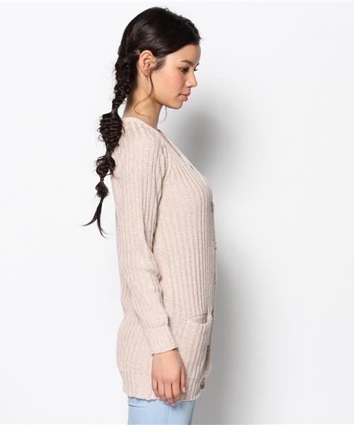 Kastane（カスタネ）の「畦ニットロングCD（カーディガン/ボレロ・レディース・ネイビー/イエロー/ベビーピンク/アイボリー・FREE）」の6枚目の写真